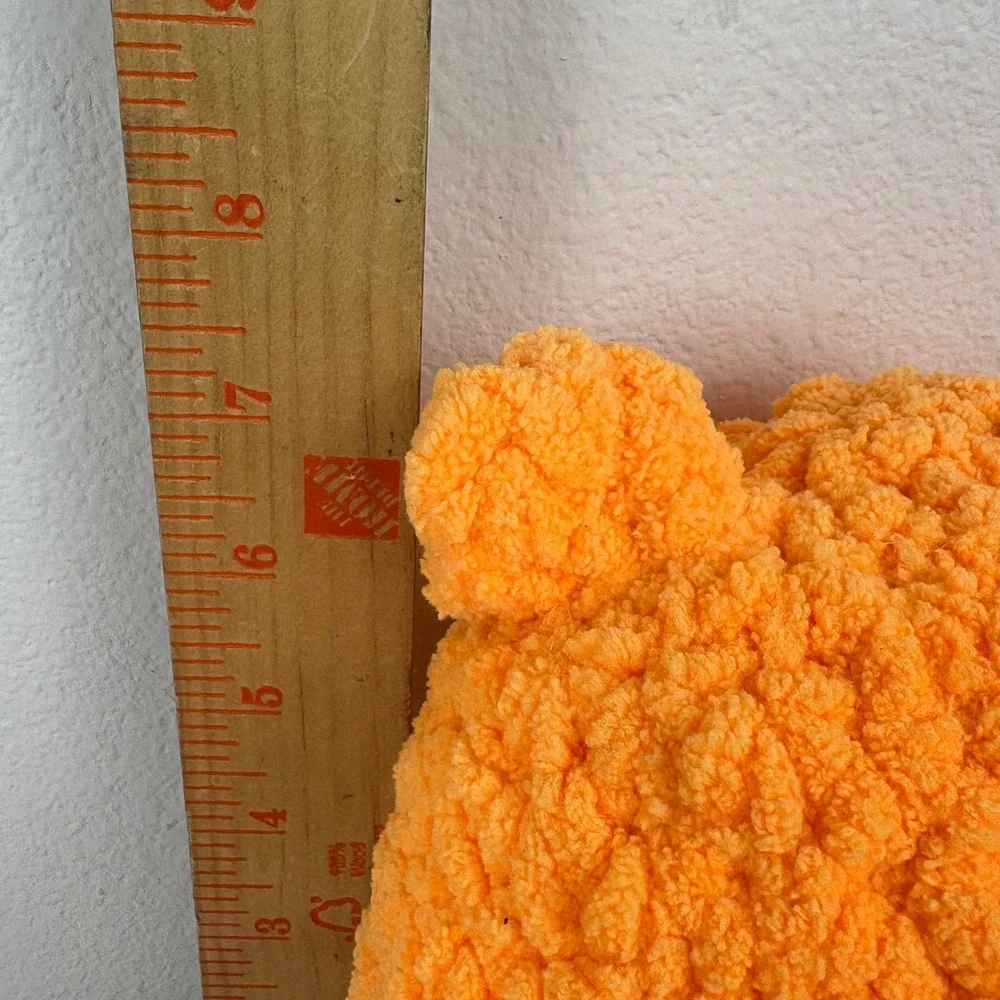Handmade Crochet Orange Monster‎ Cat Plush Amigurumi Soft Chenille Toy 7.5 Inch